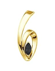 18K Yellow Gold Marquise Cut Onyx Pendant -- LIFETIME WARRANTY