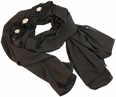 The Twelve Stylish Design Hijab Scarf Flower Series Black
