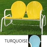 Retro Metal Double Glider - Turquoise (Turquoise) (34H x 49W x 32D)