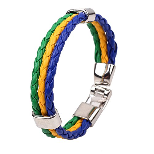 Armband PU Lederarmband Kordelarmband Fanartikel Fussball 2014 WM & EM Länder Style geflochten Flagge Trikot (Brasilien)
