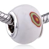 Red Green Circle White Ceramic Beads - Pandora Bead & Bracelet Compatible