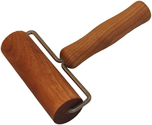 Mahogany with Cherry Handle Pasta, Pizza, Pastry &amp; Fondant Roller: Solid Wood Design. Hand Crafted in the USA.