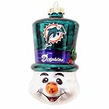 NFL Miami Dolphins Blown Glass Top Hat Snowman Ornament