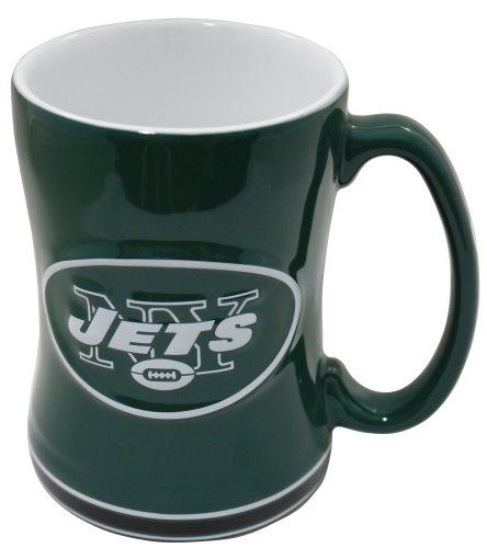 New York Jets 15 Ounce Sculpted Logo Relief Coffee Mug