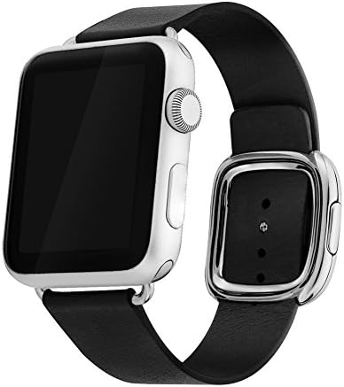 Apple Watch Band 38mm Series 1/Series 2, Bandkin Large Modern Buckle Band with Genuine Leather Strap for iWatch (38mm Black)