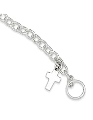 Sterling Silver Dangling Cross Charm Bracelet