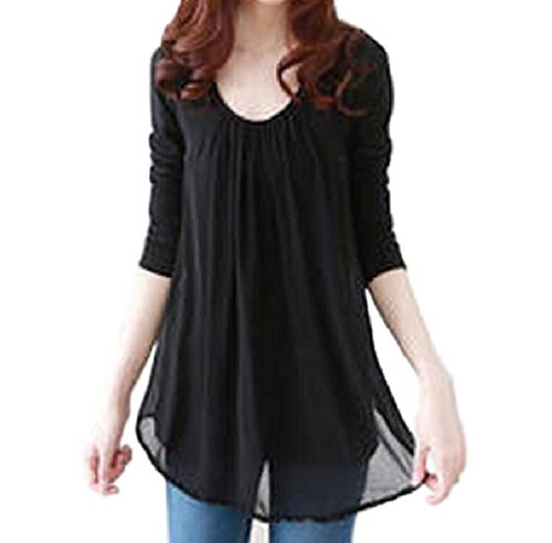 kazan 長袖 チュニック シフォン 無地 ブラウス