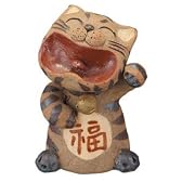 福笑いねこ信楽焼陶器置物猫