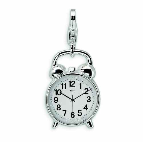 Amore La Vita Sterling Silver 3-D Alarm Clock With Lobster Clasp Charm