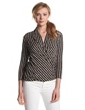 Vince Camuto Womens 3/4 Sleeve Arch Stripes Wrap Top