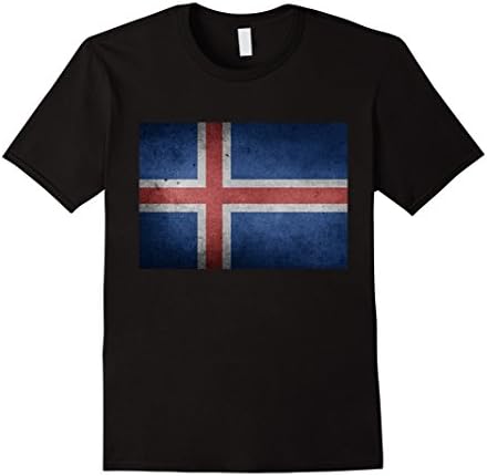 Men's Iceland Icelandic Distressed National Flag Country T-Shirt  Small Black