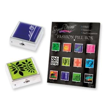 Fashion Pill Box with Dual Compartment, Assorted Designs