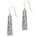 Sterling Silver Genuine Mother of Pearl, Pink, Blue, and Yellow Shell Stone Mosaic Bar Earrings
