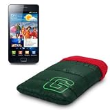 SAMSUNG I9100 GALAXY S2 II SLEEPING BAG POUCH / CASE / COVER WITH CARABINER GREEN PART OF THE QUBITS ACCESSORIES RANGEby Qubits