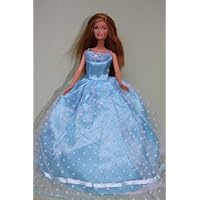 Light Blue Barbie Gown with Feather Boa