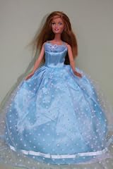 Light Blue Barbie Gown with Feather Boa