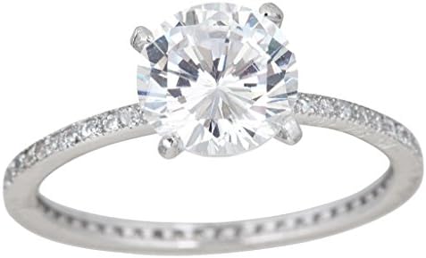 14k WHITE gold plated 925 Sterling Silver Cubic Zirconia Micropave Fancy Ring