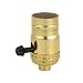 Leviton 7090-PG Medium Base Complete, Aluminum Shell Incandescent Lampholder, Removable Turn Knob, 2-Circuit, for 3-Way 2-Filament Lamps, Brass