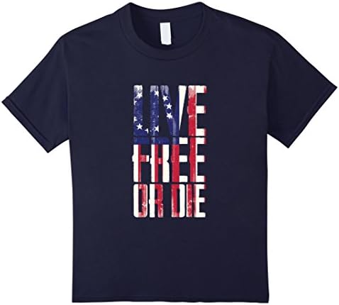 Kids Live Free Or Die Patriot T-Shirt 8 Navy