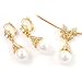 Gold Tone Bow Pendant Faux Pearl Costume Set