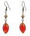 Earrings - E321 - Murano Style Glass and Antique Gold Tone Beads - Oval ~ Red