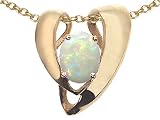 1.50 cts Genuine Opal Heart Shaped Pendants - 14kt White or Yellow Gold