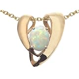 1.50 cttw Genuine Opal Heart Shaped Pendants - 14kt White or Yellow Gold