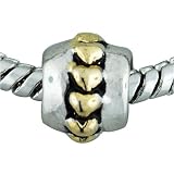 Pugster Silver And Gold Tone Hearts European Beads Bracelet