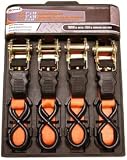 HOMAK HA01004115 4-Piece Standard Ratchet Strap Set 1-Inch by 15-Feet