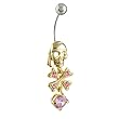 Halloween Golden Skull October Birthstone Button Navel Body Jewelry Dangles Belly Ring