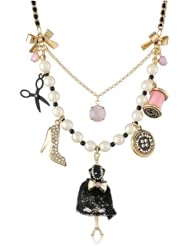 Betsey Johnson "Paris is Always a Good Idea" Dress Form Multi-Charm Necklace, 19"