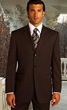 Review   / MENS SOLID COLOR BROWN 3 BUTTON WOOL 2PC SUIT BY:TESSORI UOMO SUPER 150'S EXTRA FINE ITALIAN MADE