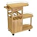 Kitchen & Housewares : Winsome 81235 Natural Beechwood ENTERTAINMENT CART GLASS RACK HOLDS 6 BTLS STORAGE SHELF