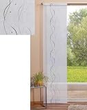 Eleganter Fl�chenvorhang Schiebegardine aus Voile, mit Stickerei in Wellenform, mit Zubeh�r, 245x60, Schwarz, 42010