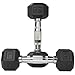 Rubber Coated Hex Dumbbell Weights Training Set w/ Rack 5 - 25 lb Titan Fitness