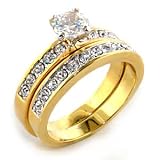 Women's Wedding Clear Cubic Zirconia Two-Tone Ring, Size: 5-10