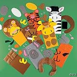 12 Zoo Safari Animal Puppets Paper Bag Craft Kit