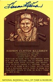 Harmon Killebrew Autographed Hall of Fame Plaque