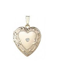 14K Yellow Gold Cremation and Hair Locket w/ Diamond Center 3/4 Inch x 3/4 Inch in Solid 14K Yellow Gold