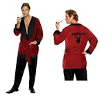 Men's Playboy Men'S Smoking Jacket With Belt And Pipe,Red,Plus