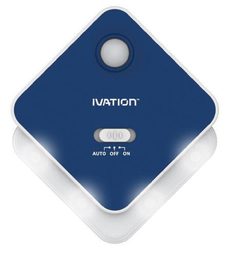 Ivation 4-LED Motion Sensor Light - BLUE - Battery Powered Night Light with a Built in Motion and Light Sensor