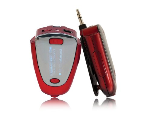 Mach Speed Cartunes Auto 4GB MP3 Player with LED display, Car Audio Jack, Clip-On Style, Earbud Jack and Lyric Scroll - Red/Gray (Cartunes-DC4GB)