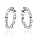 1.70 Ct. TW Round Diamond Inside/Outside Hoop Huggie Earrings in 14 kt White Gold