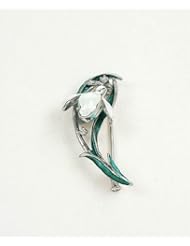 Sterling silver diamond and enamel snowdrop brooch