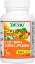 Deva Vegan Vitamins Daily Multivitamin Iron Free (Pack of 2)