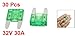 uxcell 30 Pcs 32V 30A Car Truck SUV Blade Fuses Green