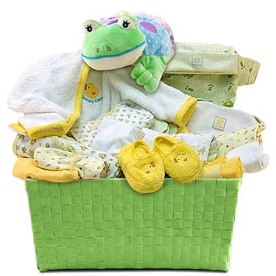 Gender-Neutral Yellow New Baby Layette Gift Basket – Great Shower or Christmas Holiday Gift Idea for Newborns