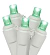 Set of 100 Green LED Wide Angle Christmas Lights - White Wire