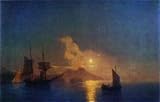 Aivazovsky, Ivan - The Bay of Naples by Moonlight. Hand Painted Reproduction Oil on canvas