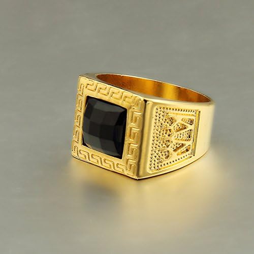 2015 Hip Hop Style Czech Rhinestone 18K Gold Plated Black Stone Ring (8)